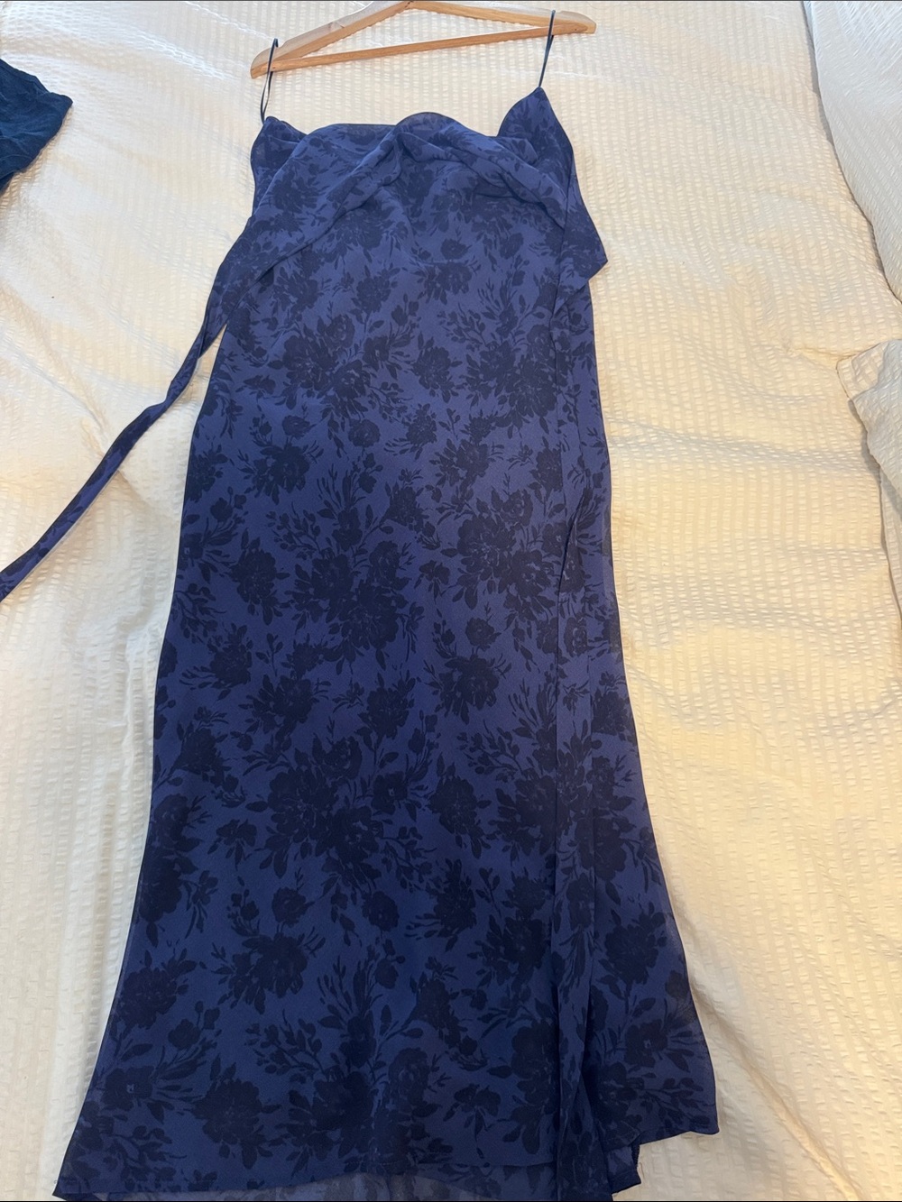 Park & Fifth Navy Blue Floral Satin Slip Dress